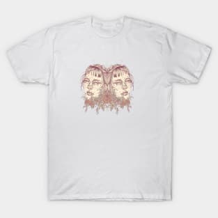 Duo - Surreal Gemini Floral Portrait T-Shirt